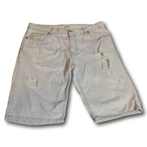 Mens RE:Denim Light Wash Destroyed / Distressed Denim Jean Shorts Size: 36
